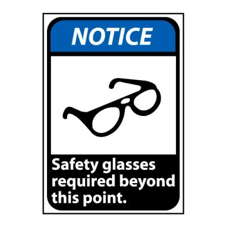 National Marker Co Notice Sign 14x10 Aluminum - Safety Glasses Required Beyond This Point NGA22AB